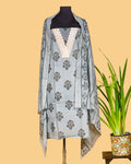 Grey Blossom Buti Dress Material