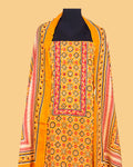 Mustard Mosaic Motif Dress Material