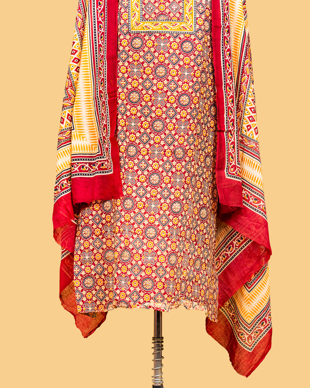 Vintage Mosaic All-Over Print Dress Material