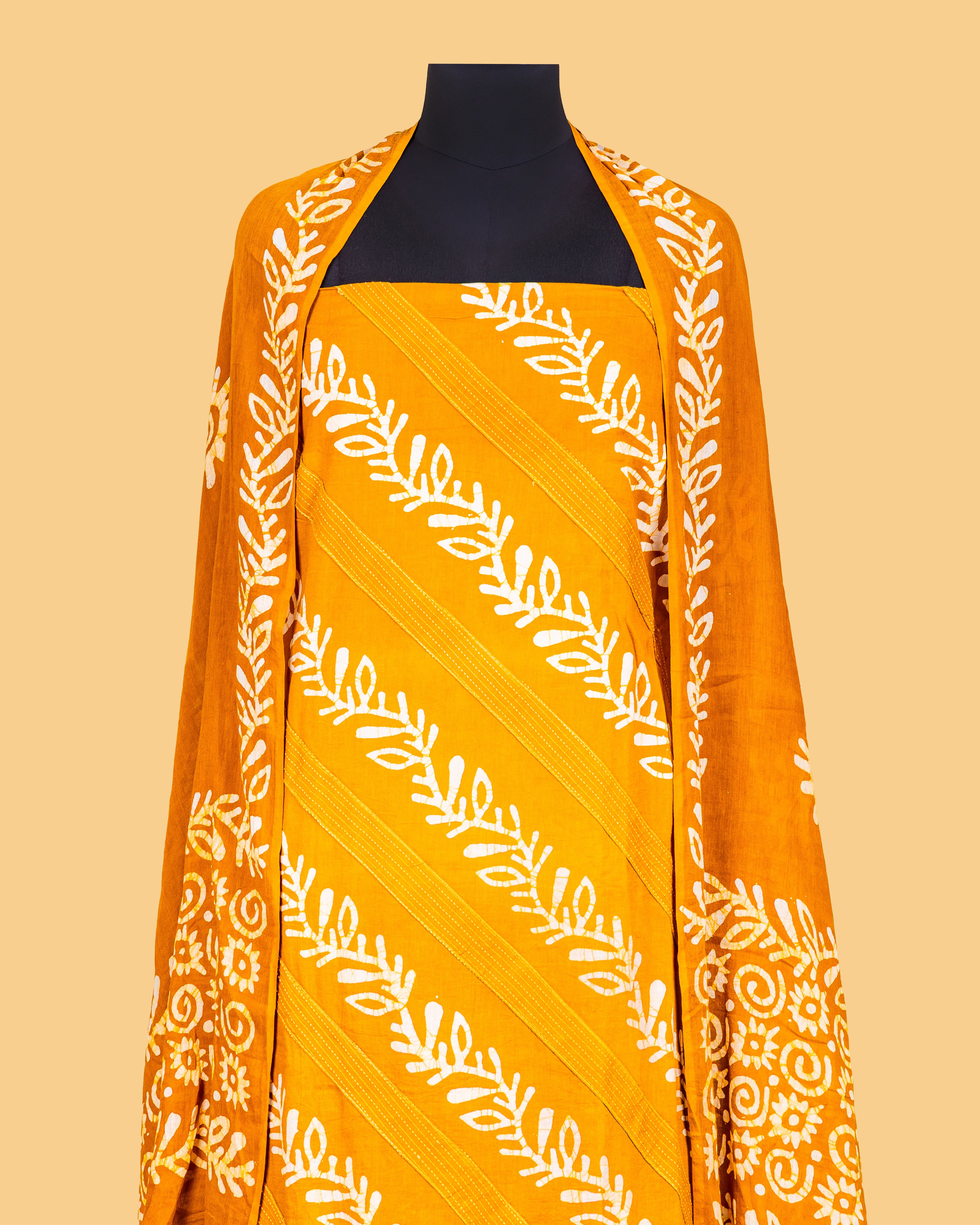Mustard Botanical Stripe Suit Set