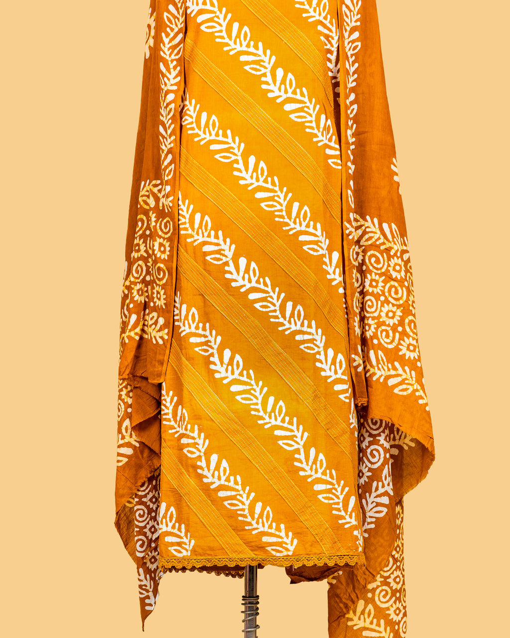 Mustard Botanical Stripe Suit Set