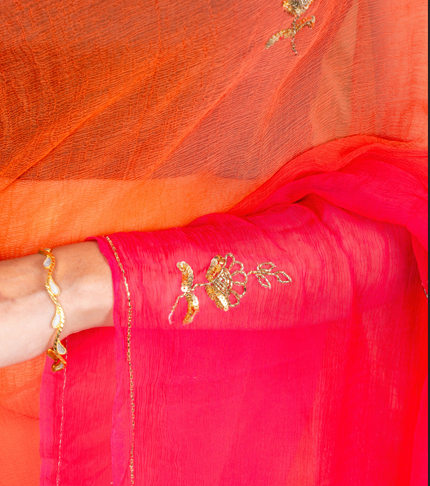 Kesari Gulal Chiffon Saree