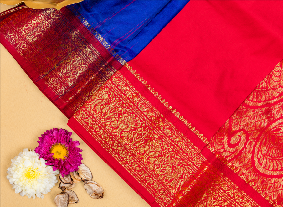 Neelam & Sindoor Kanjivaram Saree