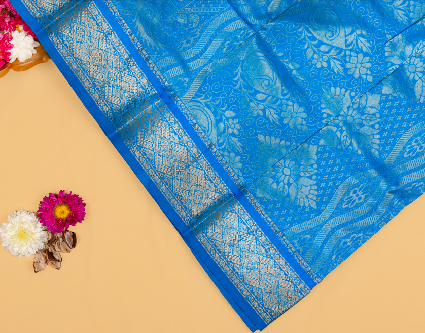 Utsav Rani Kanjivaram (Blue Zari Border)