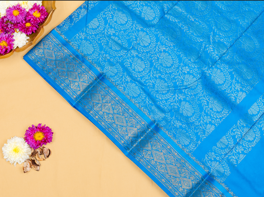 Utsav Jamuni–Neela Kanjivaram Silk Saree
