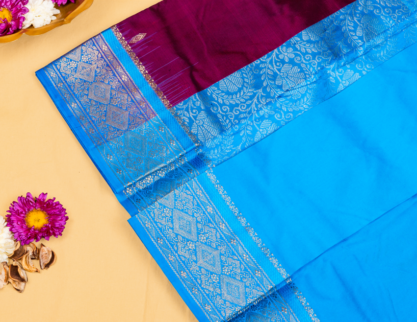 Utsav Jamuni–Neela Kanjivaram Silk Saree