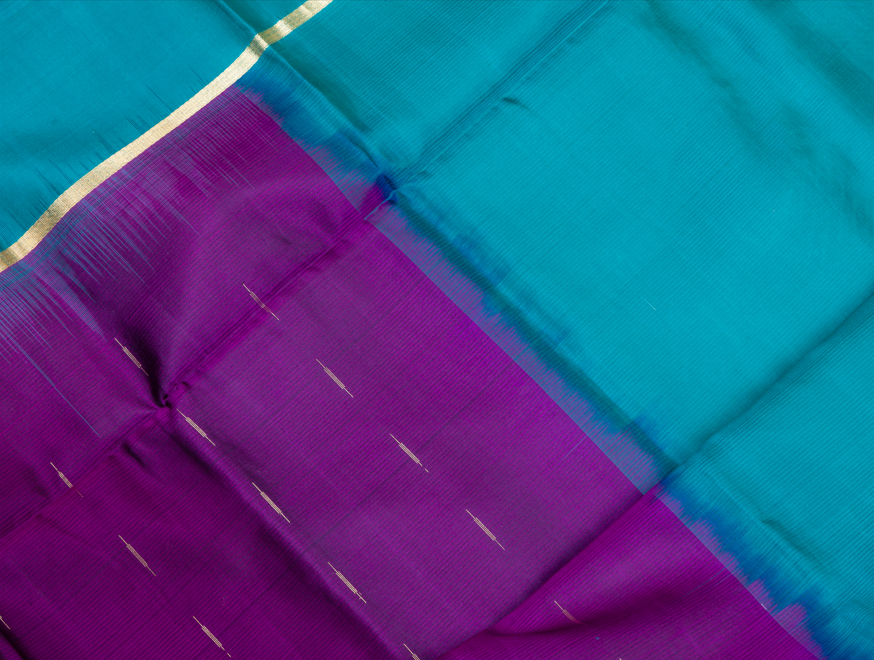 Violet Vista—Teal Pallu Silk